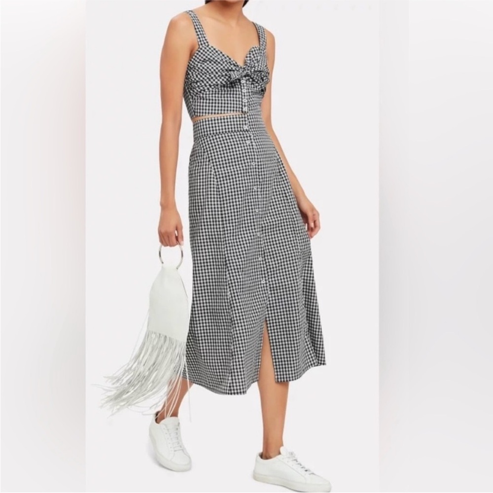 A.L.C. Gingham 2 piece set top + skirt size 4 midi